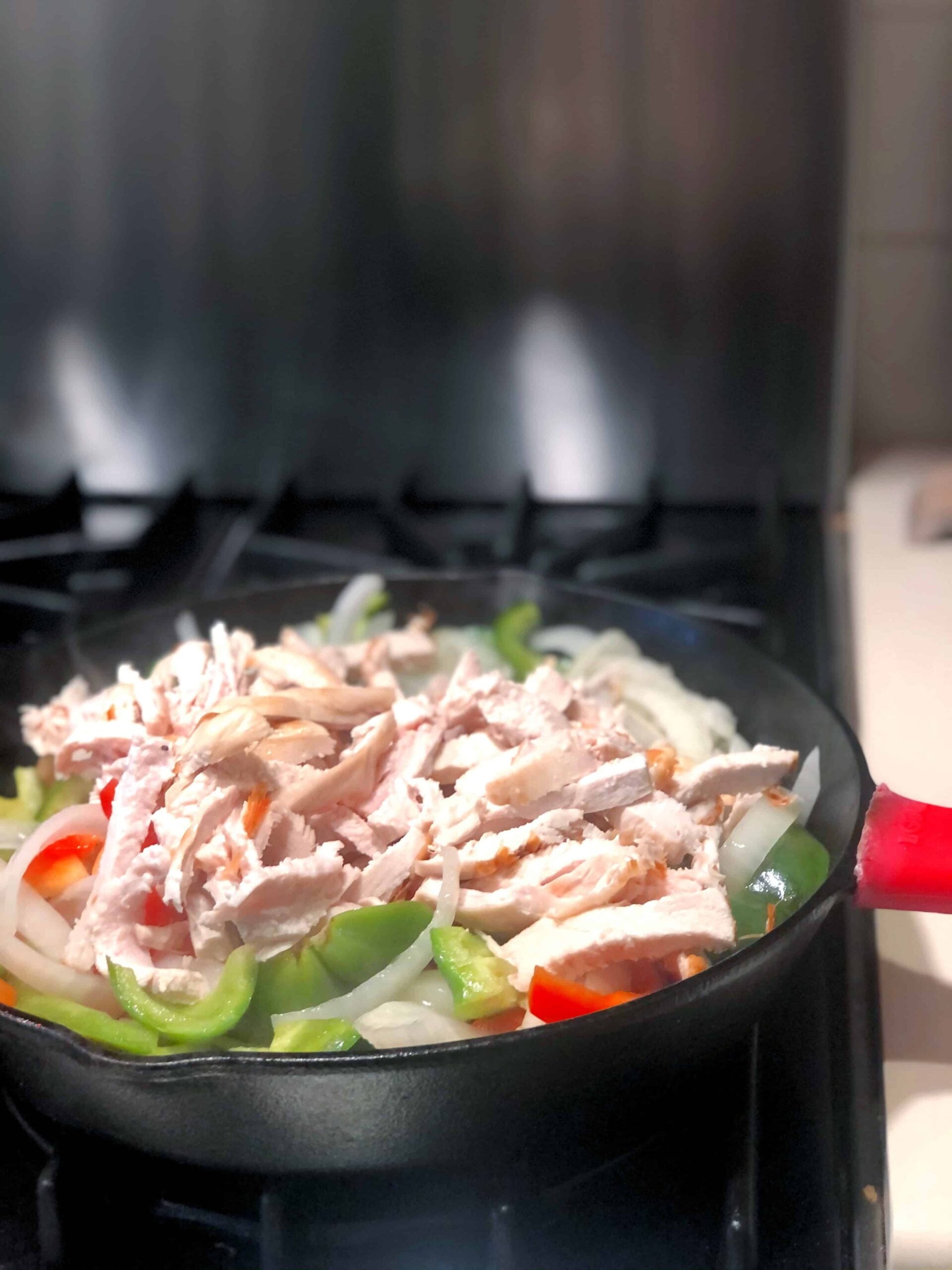 Leftover Fajitas cooking