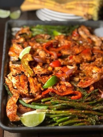 chicken fajita tacos on sheet pan