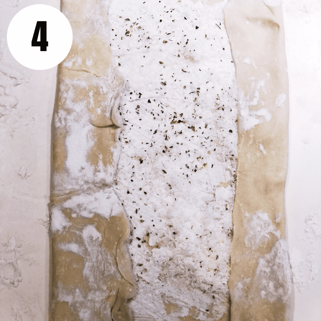 Fold puff pastry in from the sides