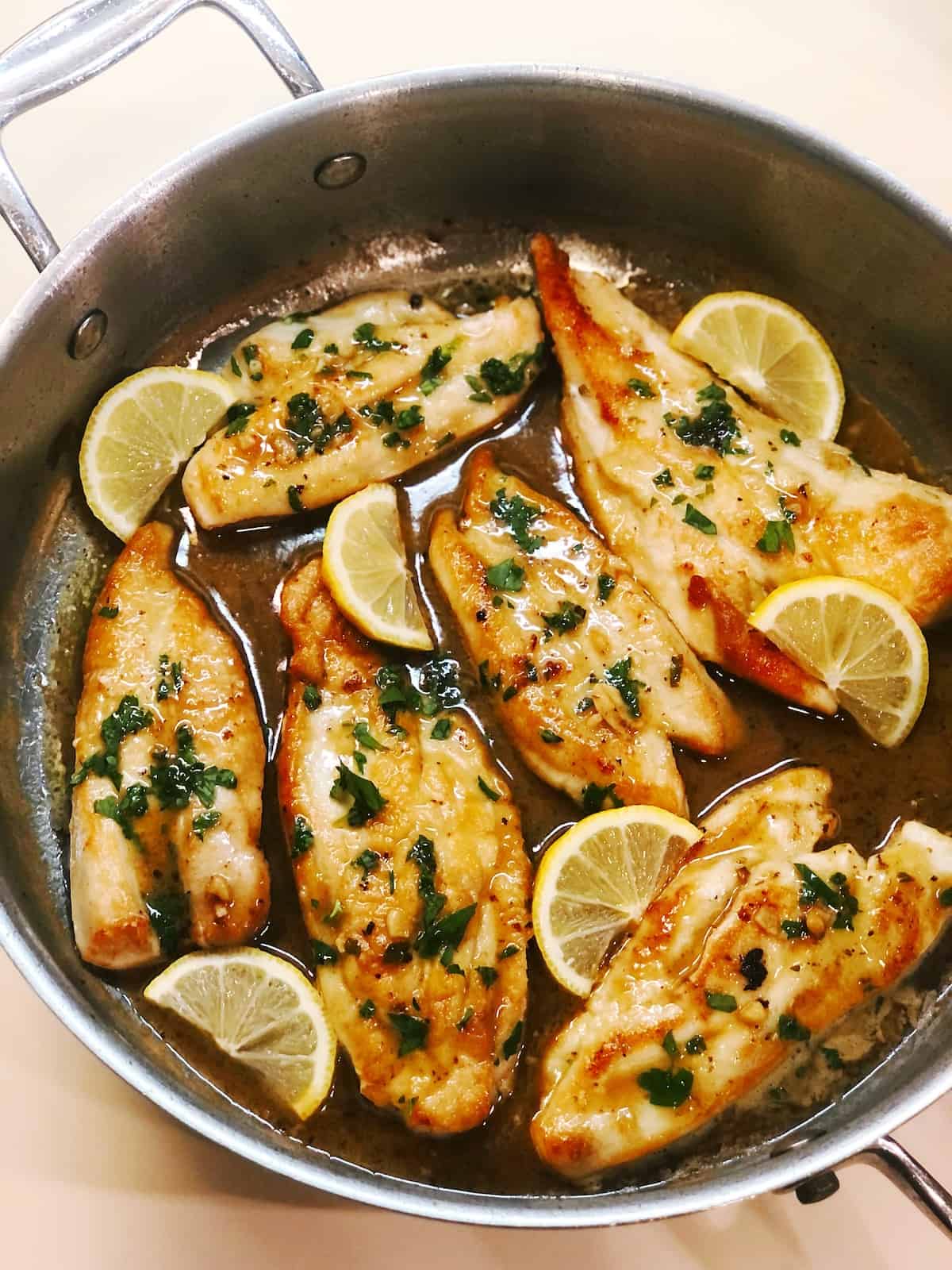 lemon chicken in skillet