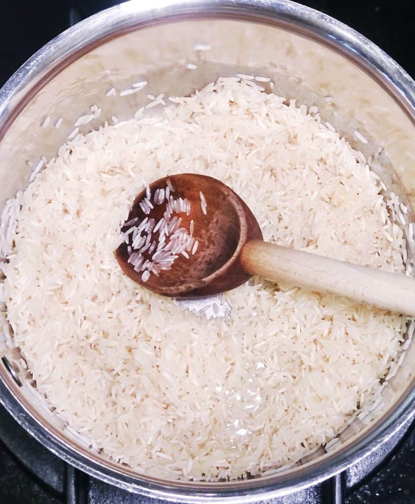 rice cooking in butter