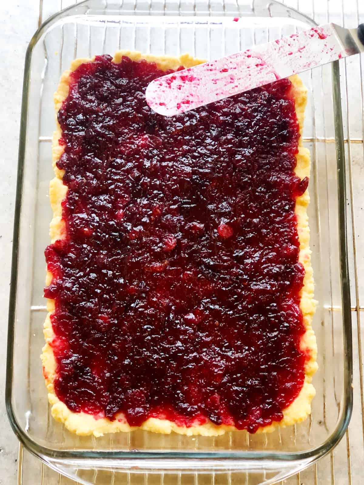 adding cranberry to shortbread