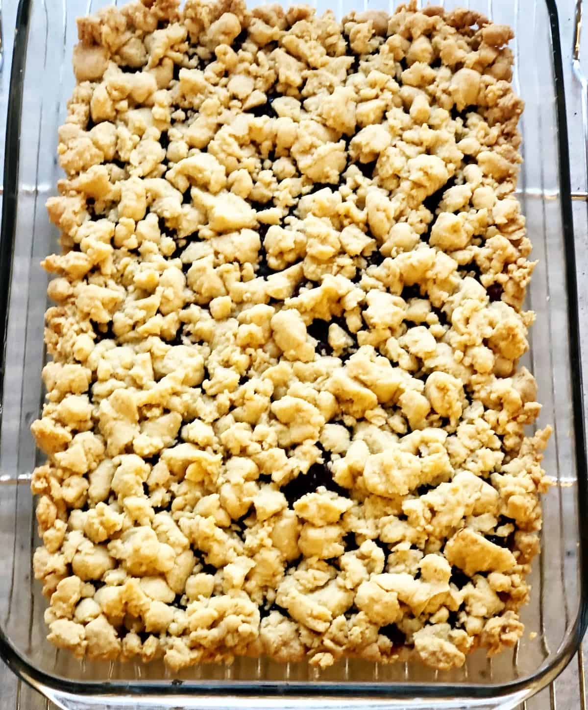 cranberry shortbread out of oven