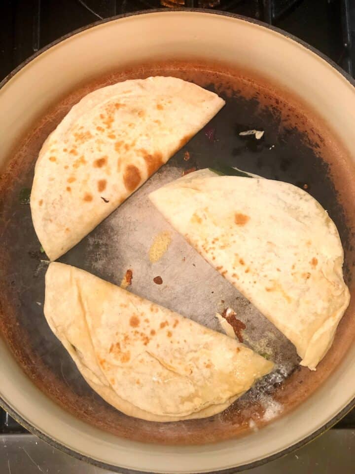 cooking the quesadillas