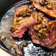 seared steak closeup