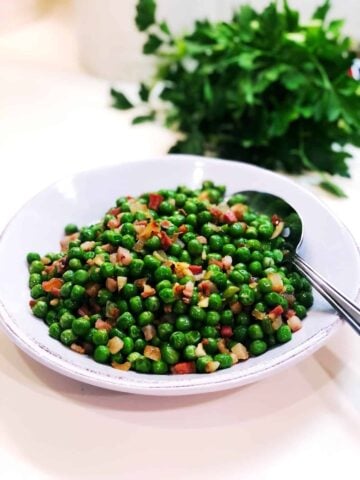 peans with pancetta and shallots