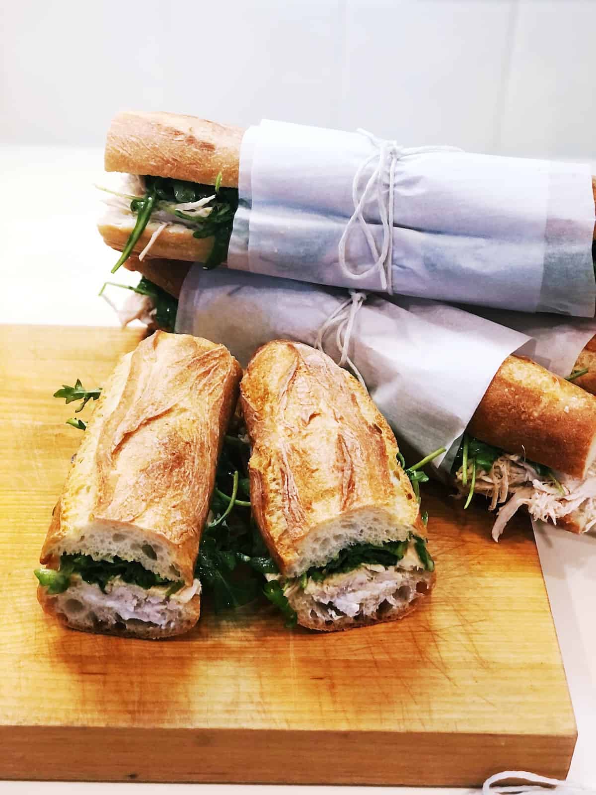 rotisserie chicken sandwiches stacked