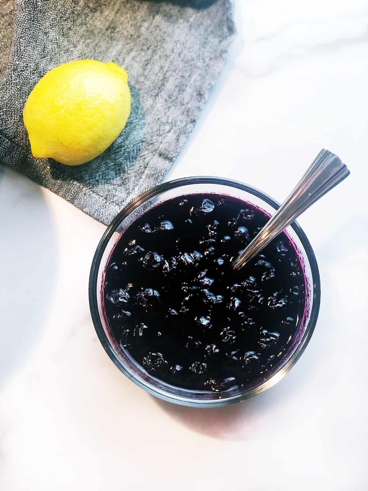 blueberry sauce top view