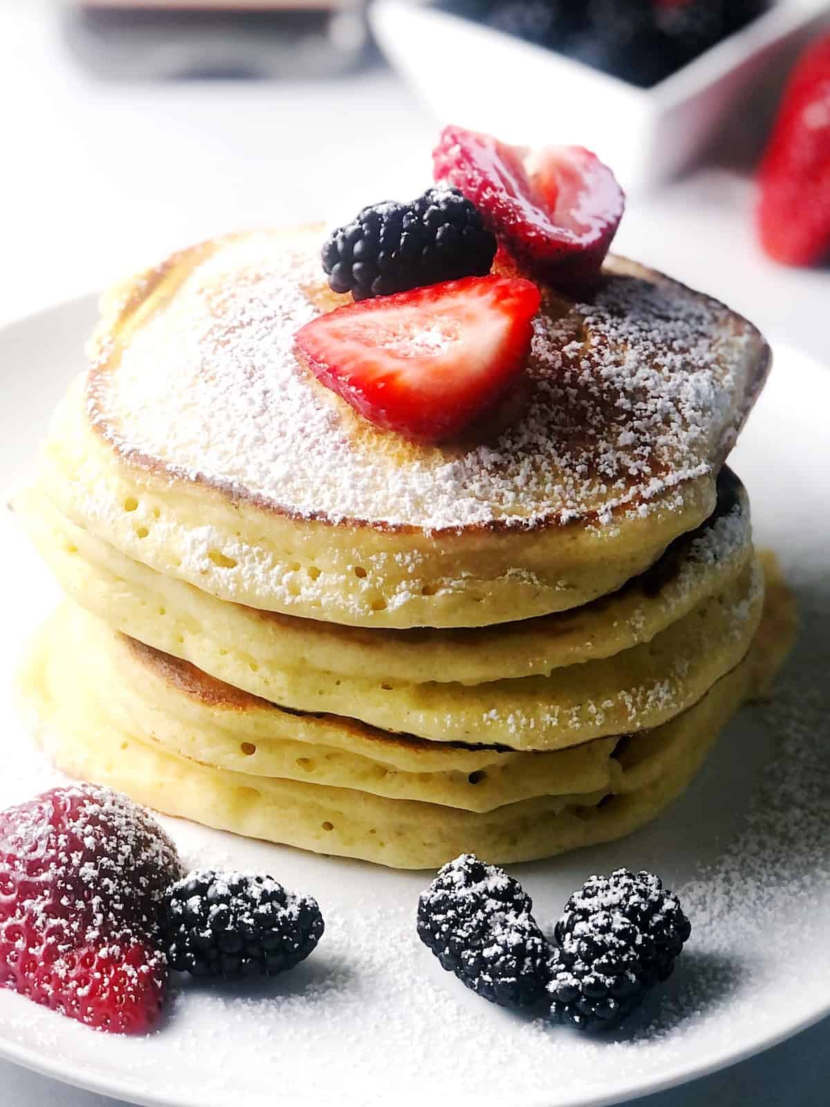 ricotta pancakes angle view