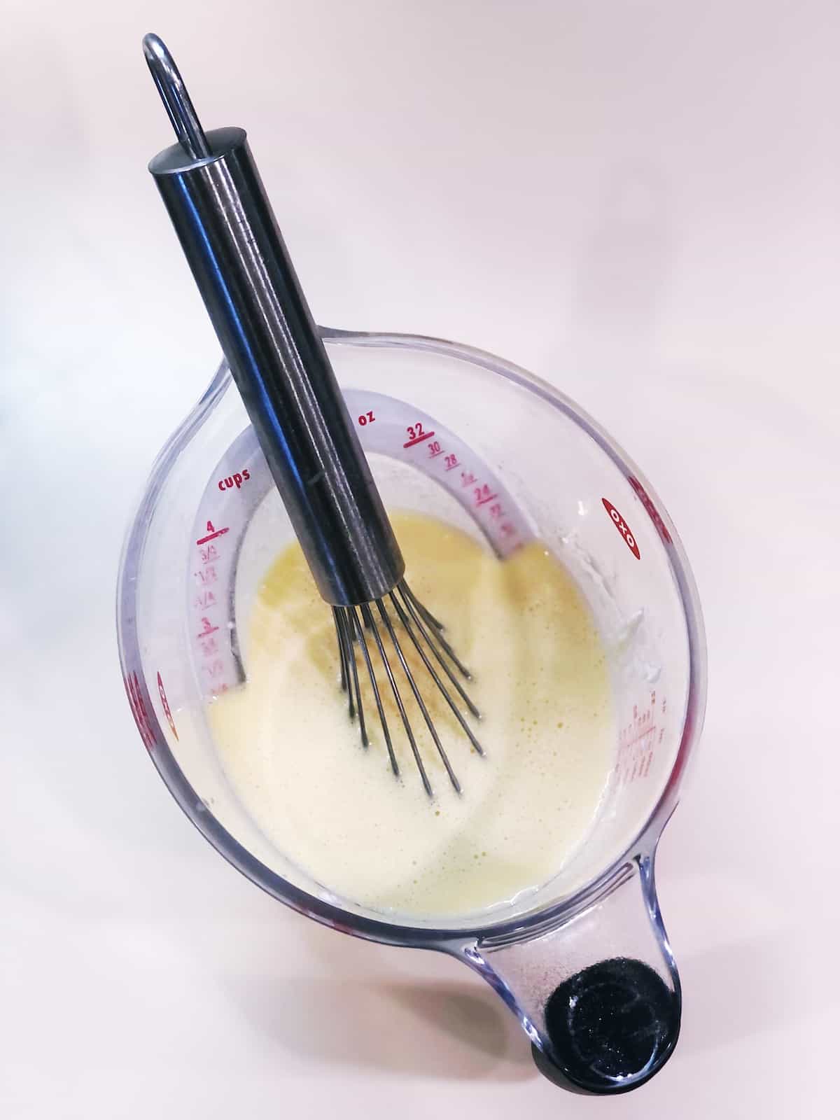 Wet ingredients for ricotta pancakes