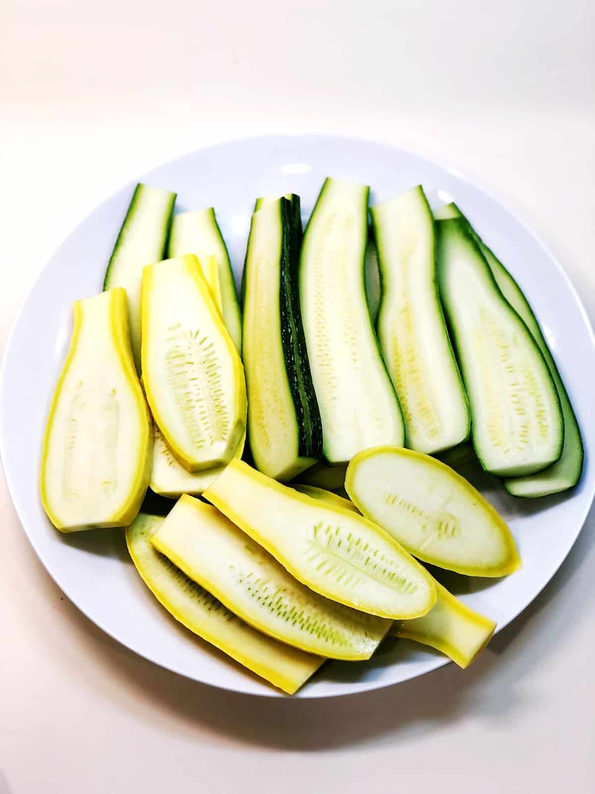 sliced up zucchini and squash