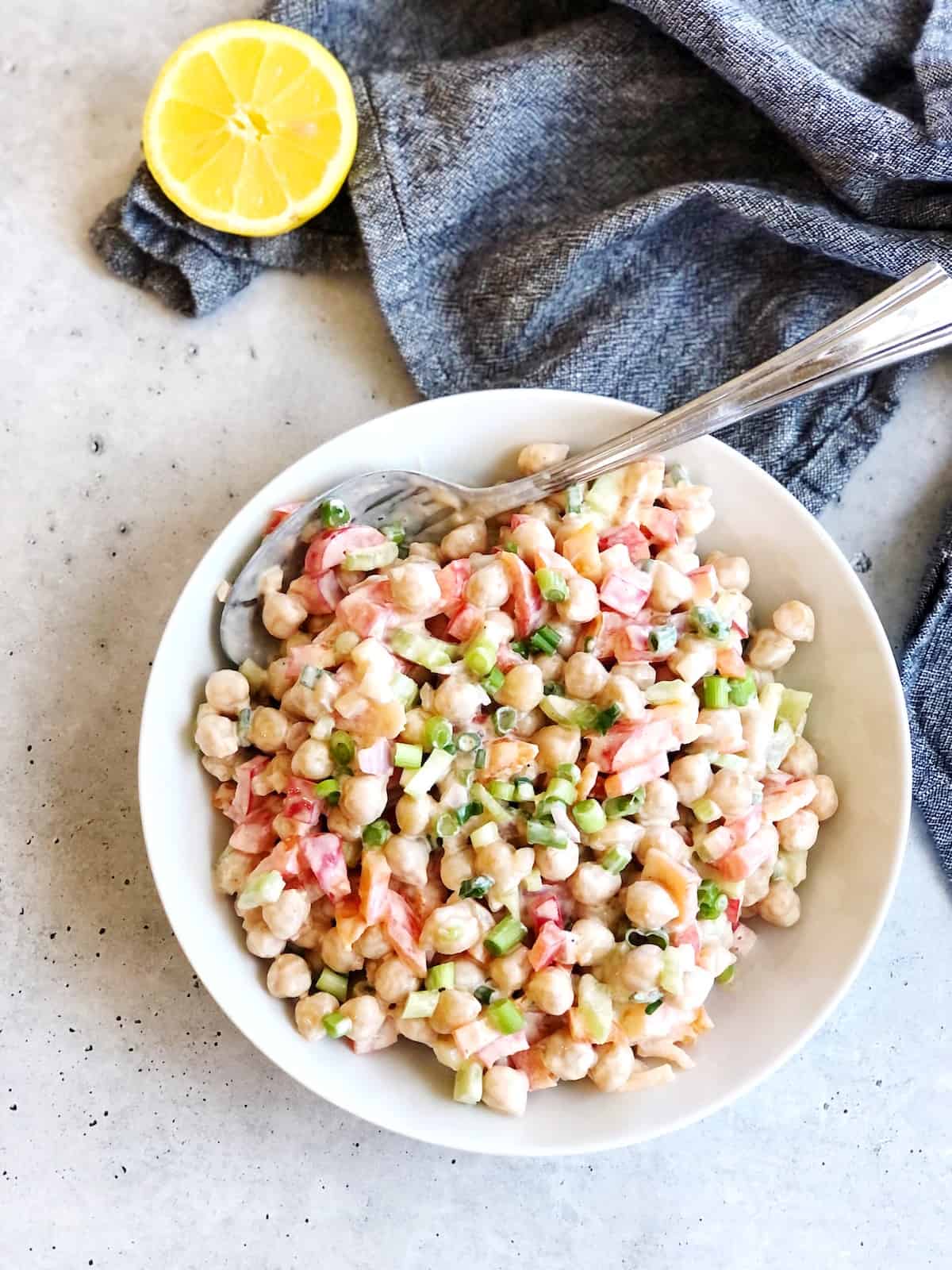 top view of chickpea salad