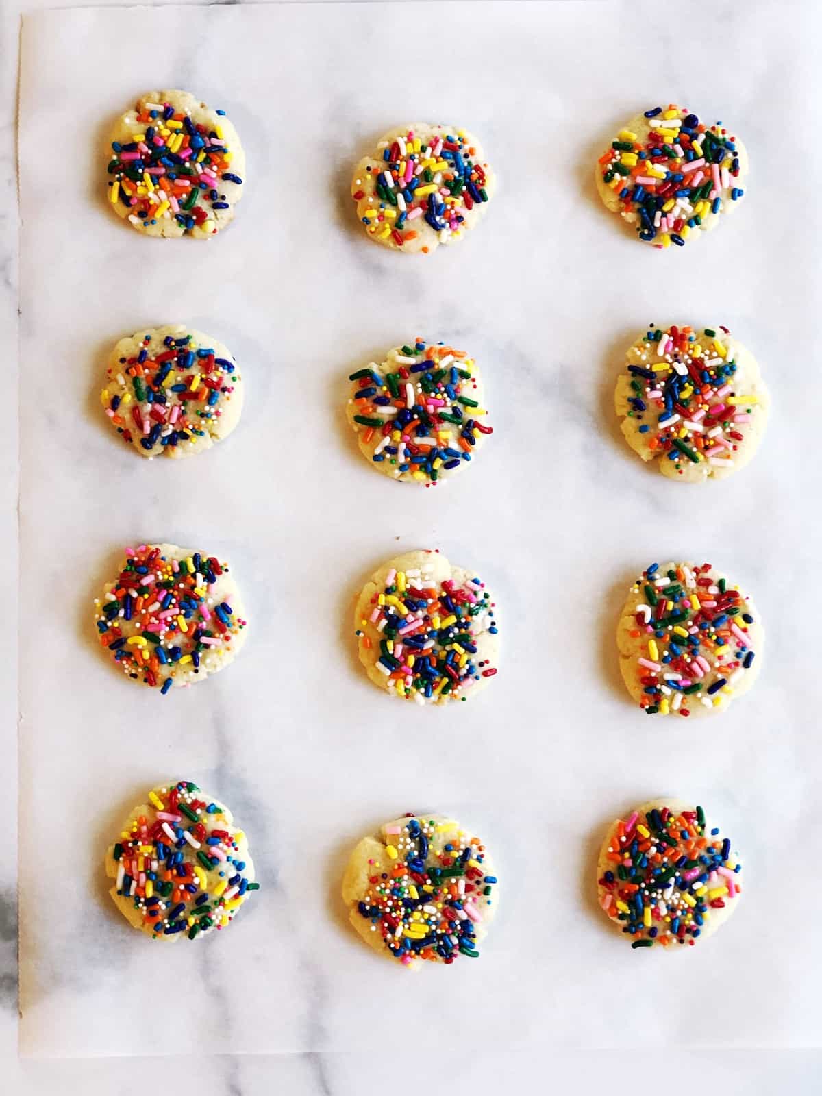 sprinkle cookies on sheet pan