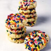 sprinkle cookies stacked up