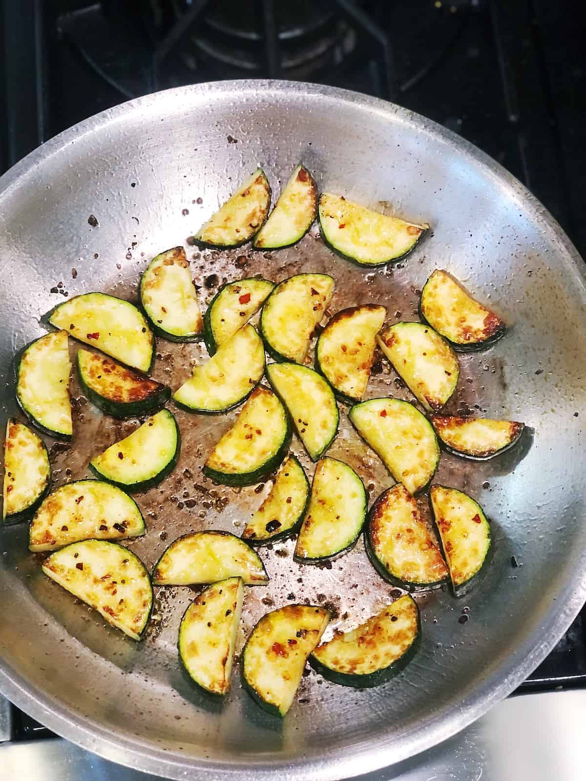 browned zucchini in pan