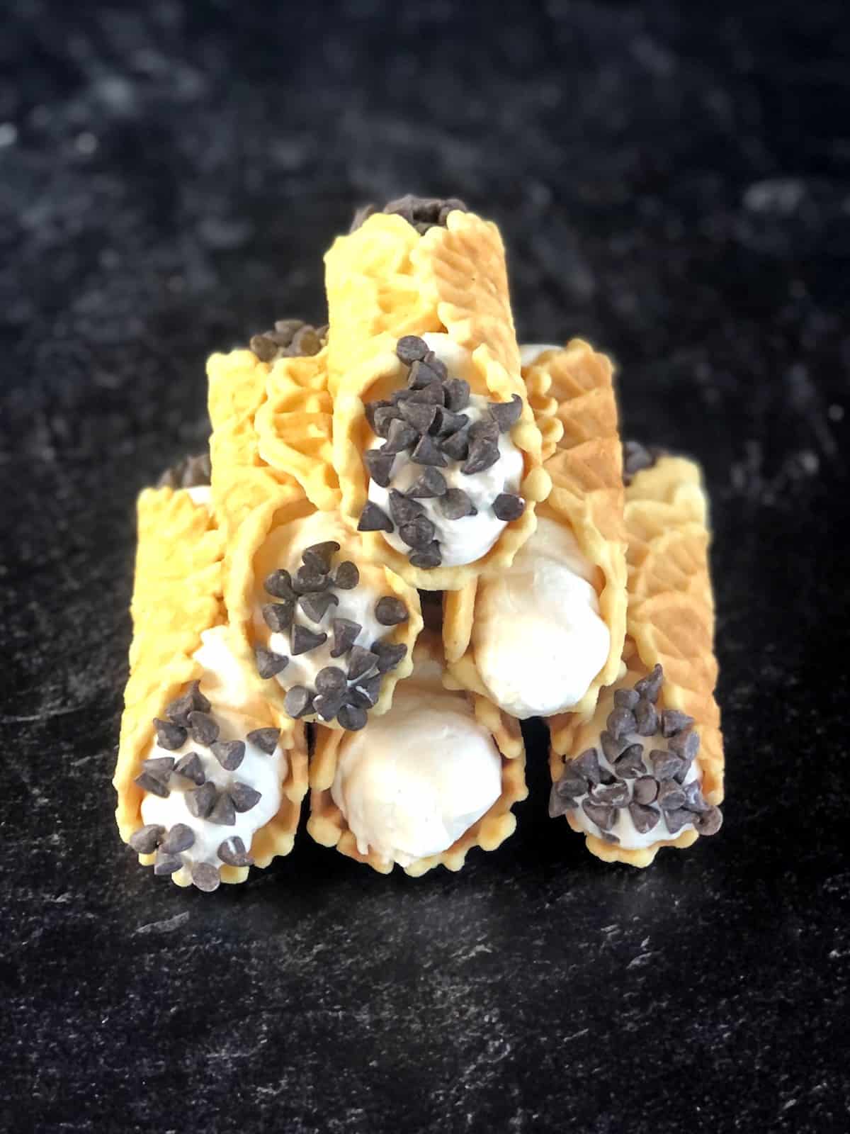 pizzelle filled with cannoli cream
