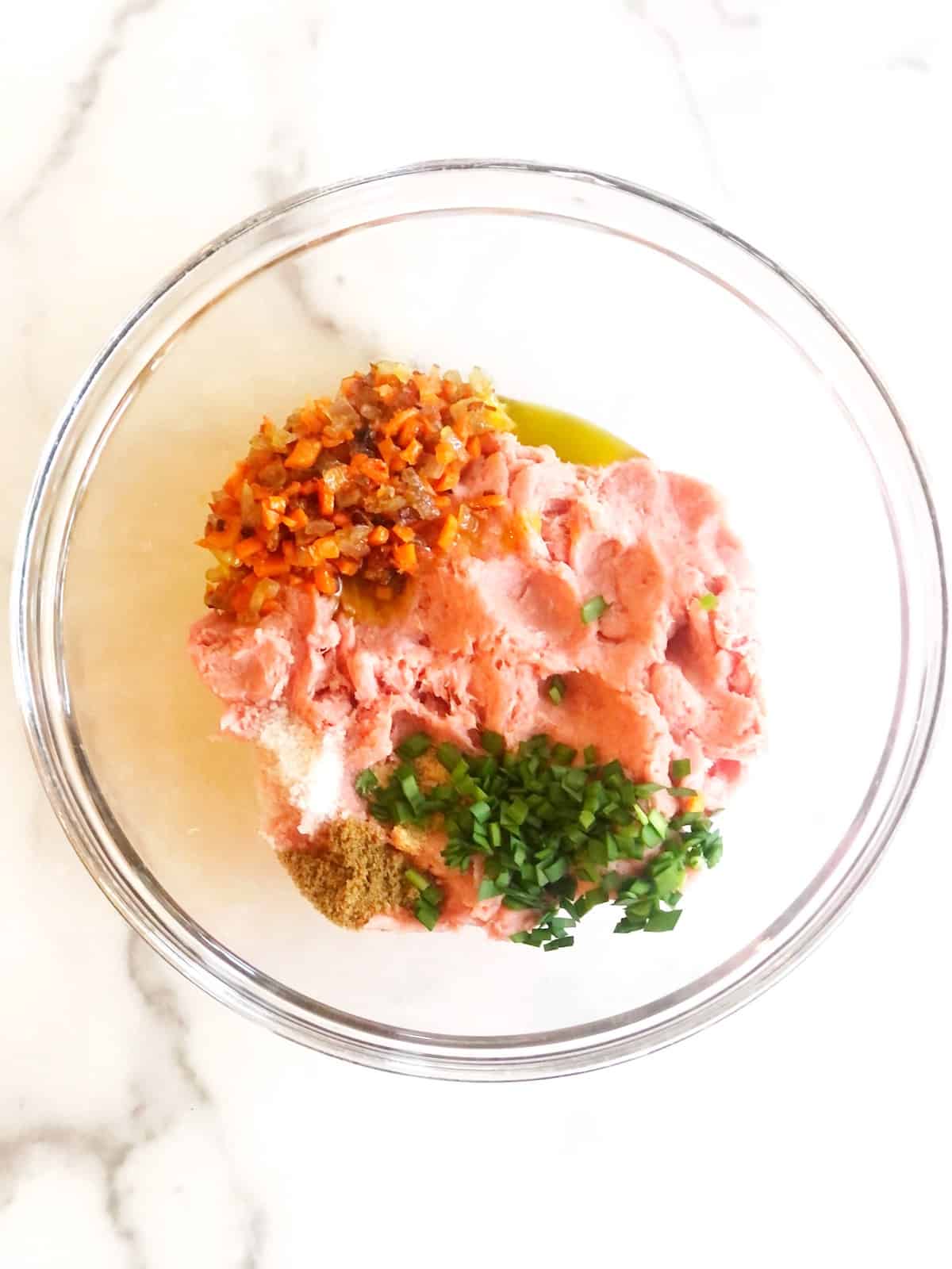 turkey patty ingredients in bowl