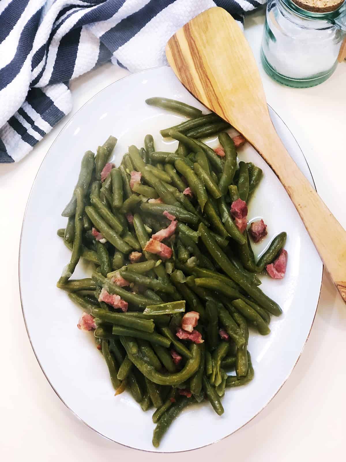 top view of southern style green beans