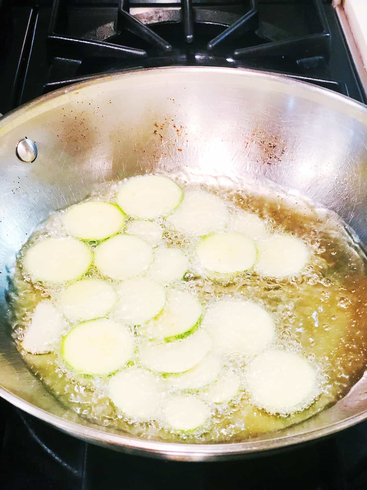 Frying zucchini