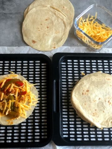 assembling quesadillas