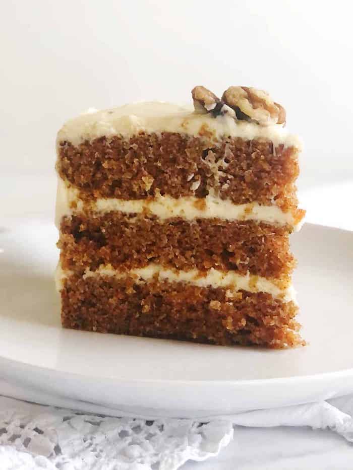 carrot cake slice on plate