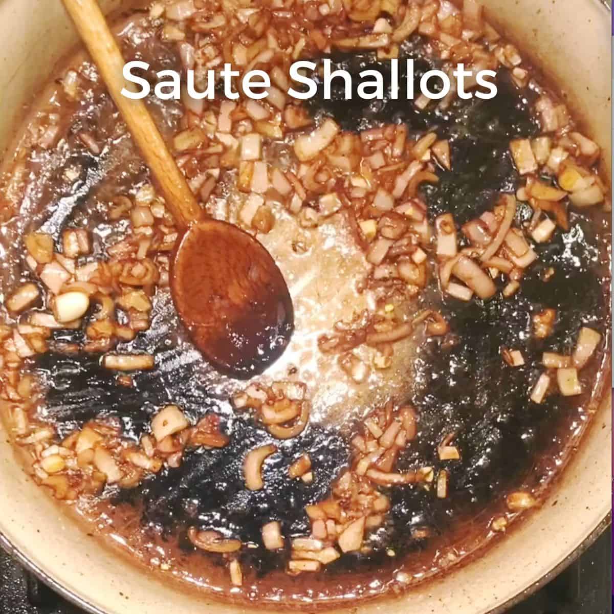 cooking down shallots for chicken tarragon 