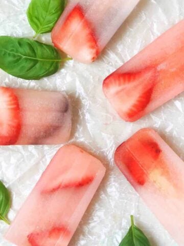 strawberry popsicles with basil