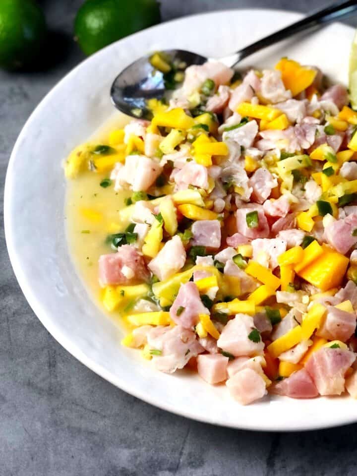 closeup of ahi tuna ceviche