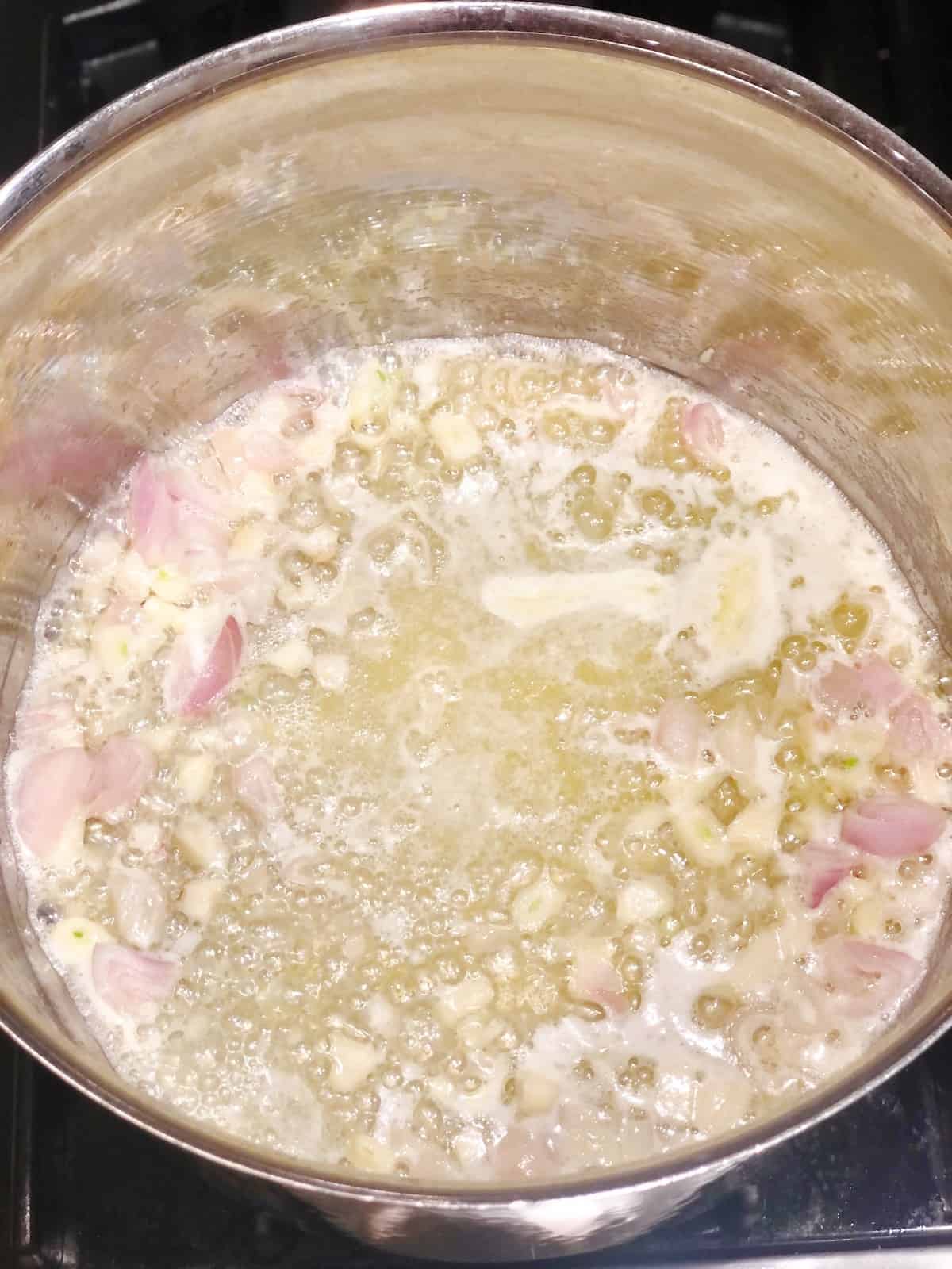 onions and garlic for the cherry bbq sauce