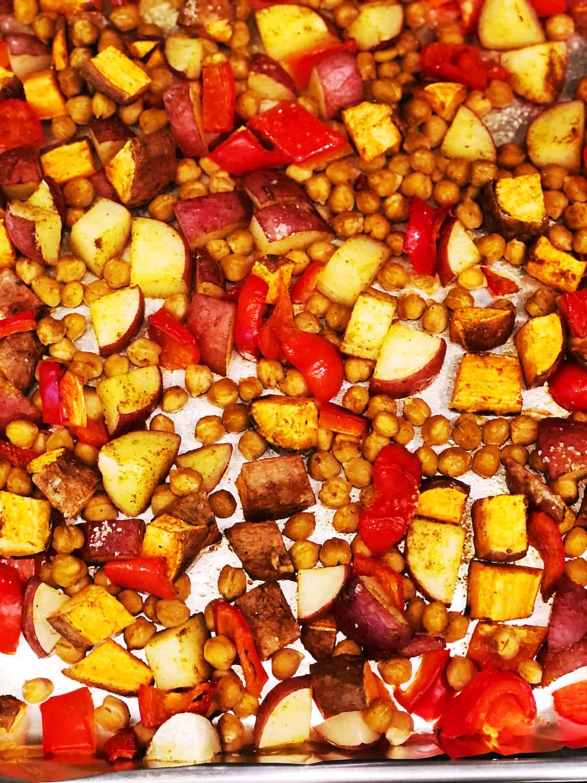 vegetable curry on sheet pan