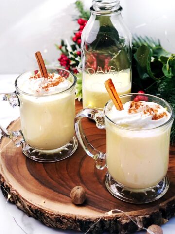 homemade eggnog in glasses