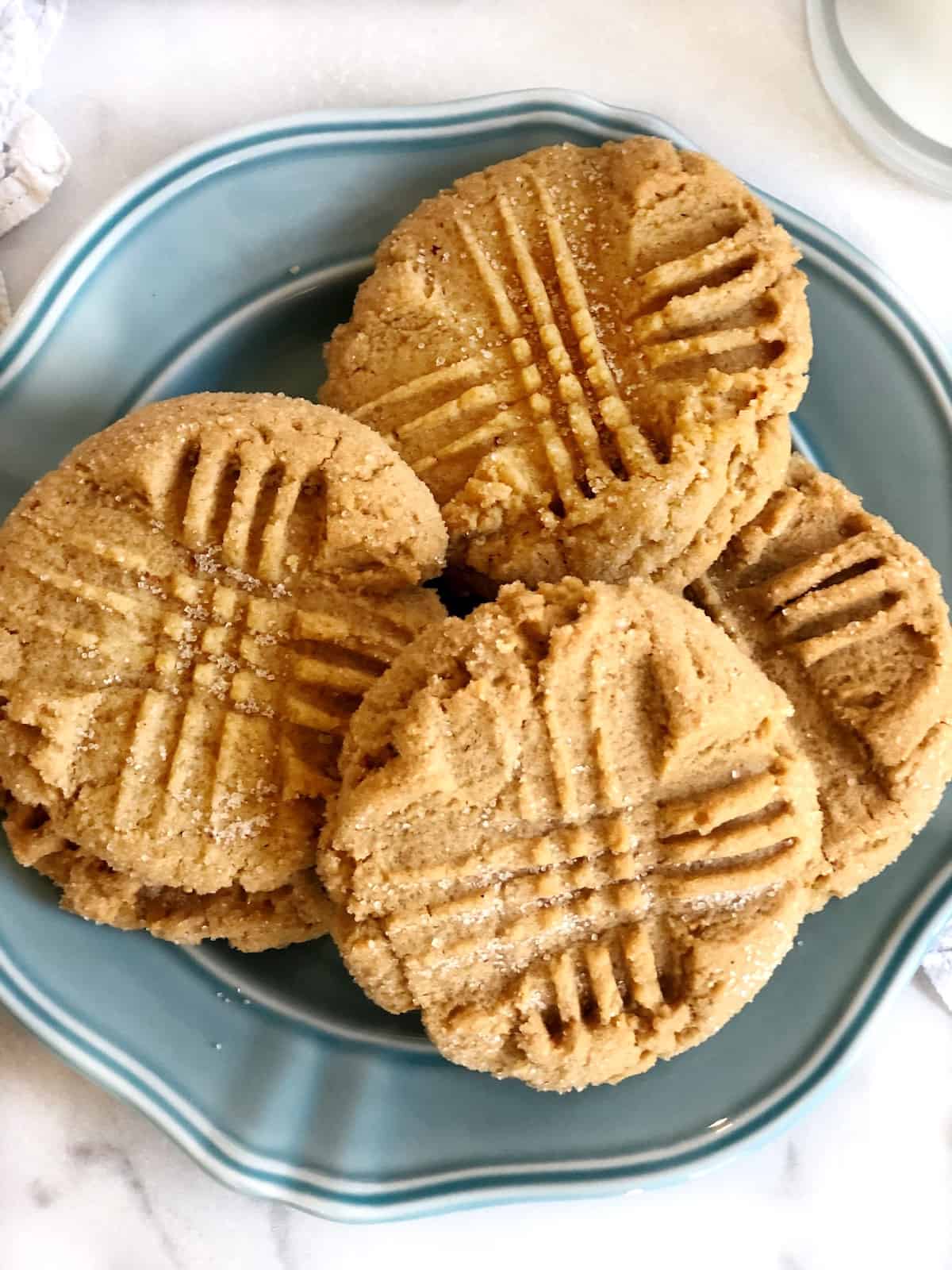 old fashioned chewy peanut butter cookies on plate