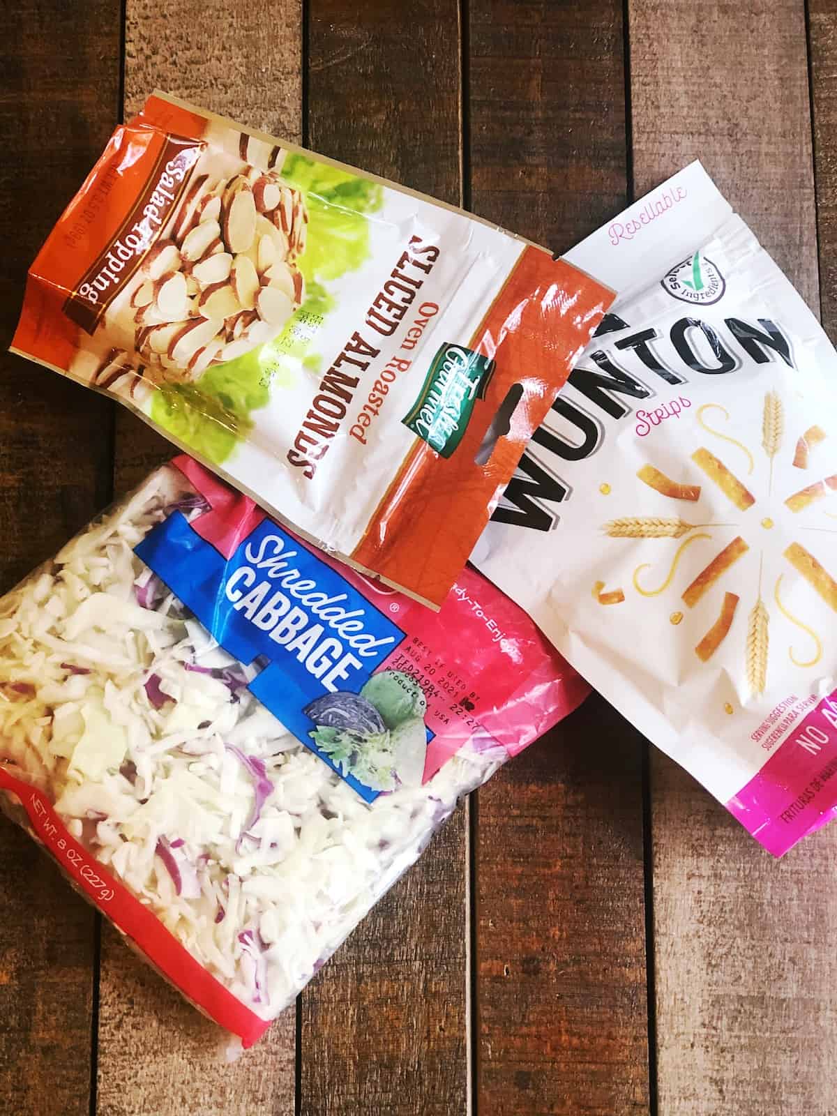 Asian salad ingredients on the table.