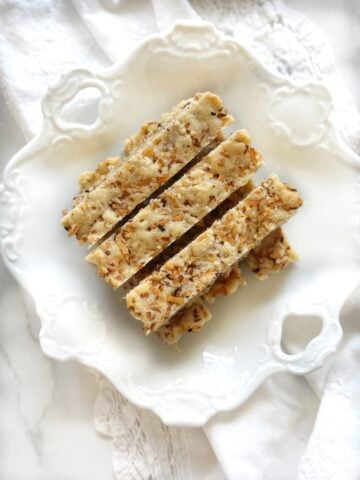 Coconut shortbread on a plate.