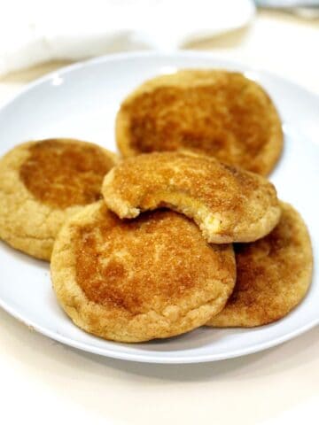 Snickerdoodle cookies on a plate closeup.