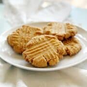 peanut butter cookies on a plate.