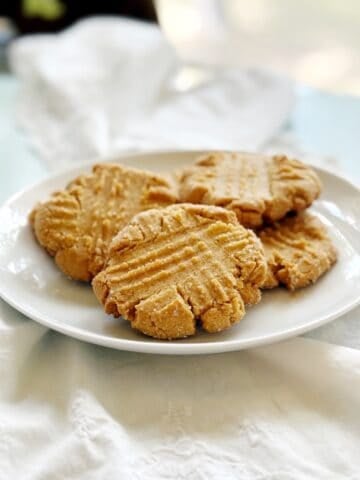 peanut butter cookies on a plate.