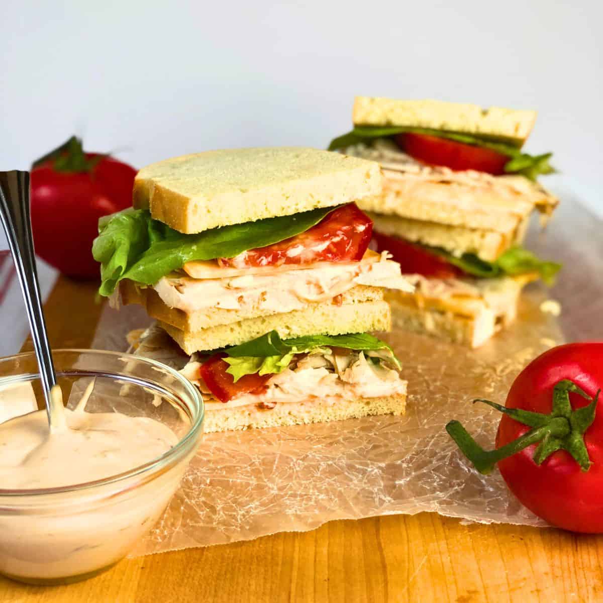 Sriracha mayo on sandwiches.