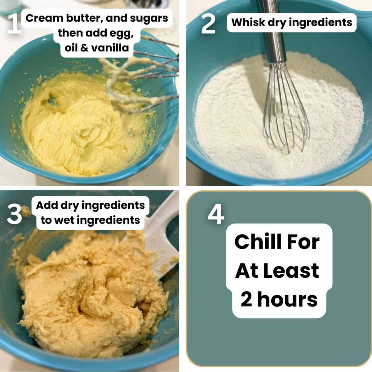 Preparing the angel sugar cookies from making the dough to chilling it.