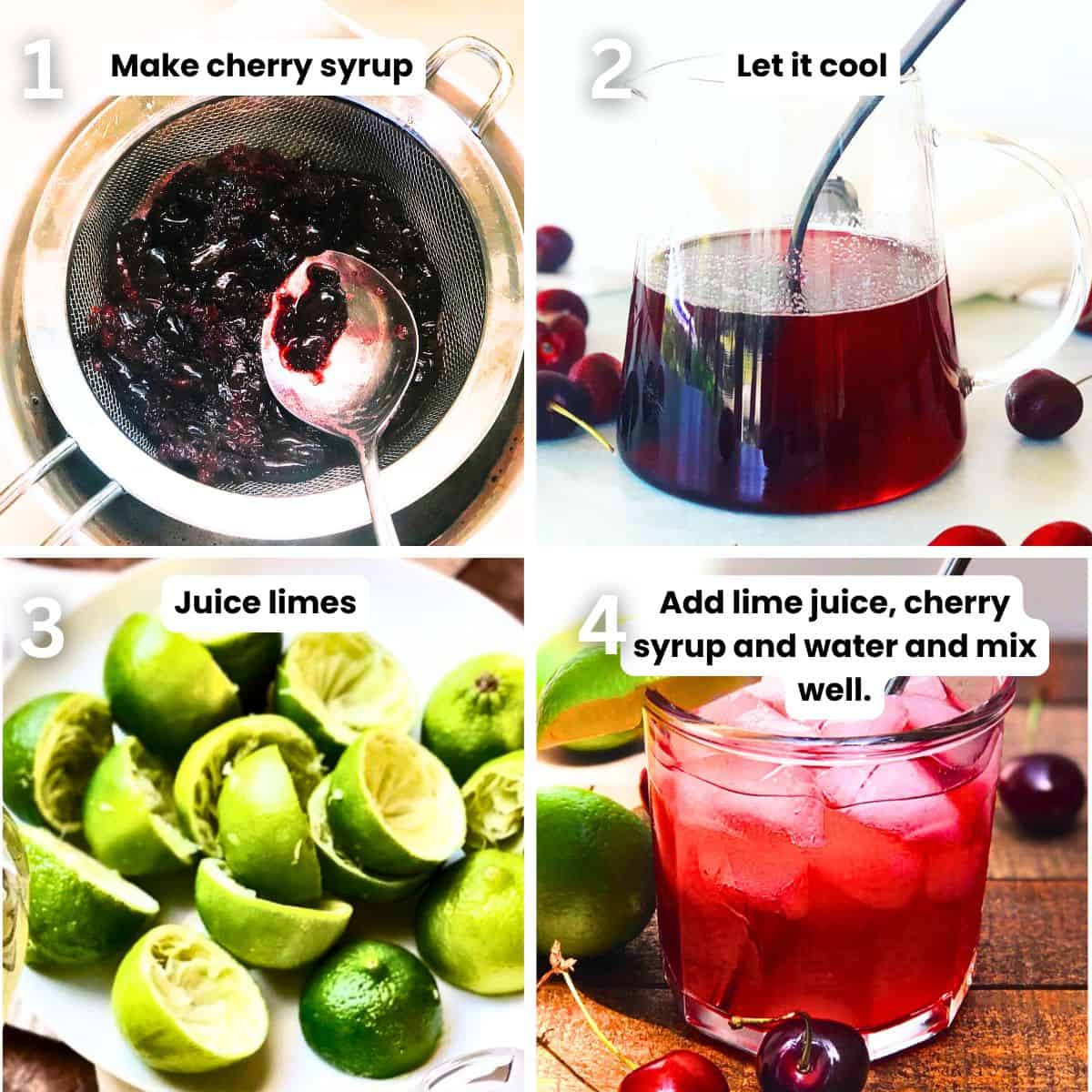 Preparing the cherry limeade.